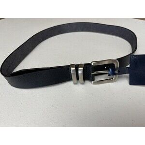 Faded Glory Men's Black Leather Belt Stainless Belt Buckle- Size Medium / Large